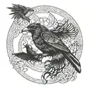 viking odin ravens Huginn and Muninn tattoo design idea