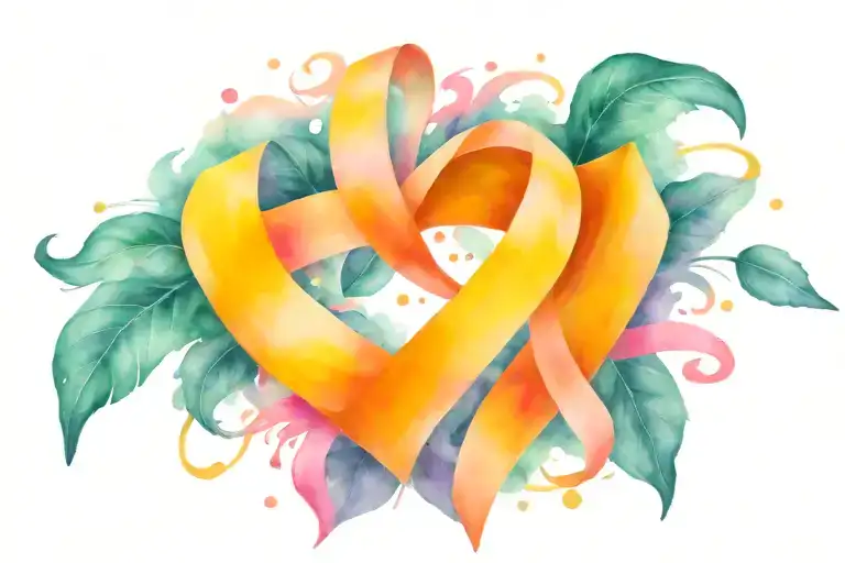 pink ribbon heart made tattoo design idea