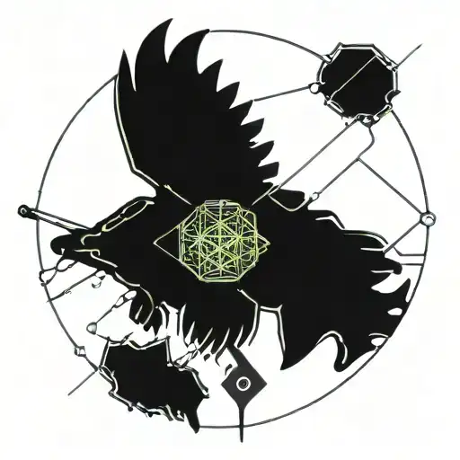 geometric fly fishing tattoo design idea