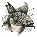 geometric fly fishing tattoo design idea