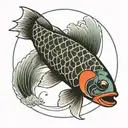 geometric fly fishing tattoo design idea