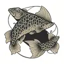 geometric fly fishing tattoo design idea