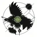 geometric fly fishing tattoo design idea