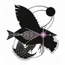 geometric fly fishing tattoo design idea