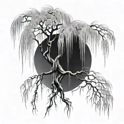weeping willow tree tattoo design idea