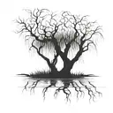 weeping willow tree tattoo design idea