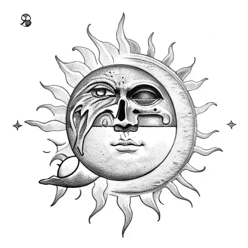 sun and moon tarot cards  tattoo design idea