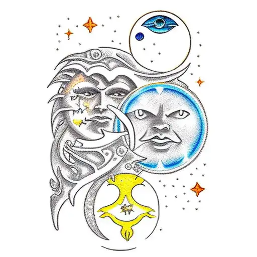 sun and moon on tarot cards  tattoo design idea