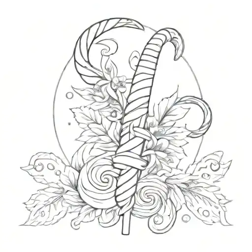 Virgo sign with a single candy cane tattoo design idea