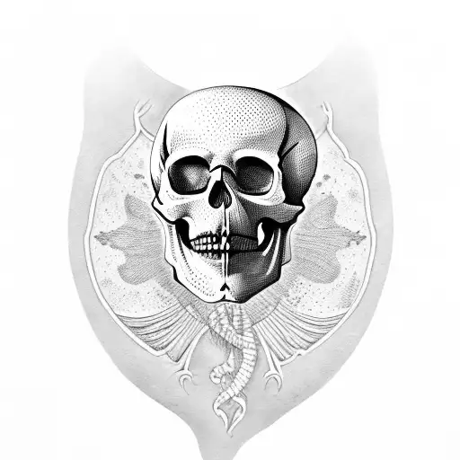 Skull with the words "Qualis Pater Talis Filius" bent over the top tattoo design idea