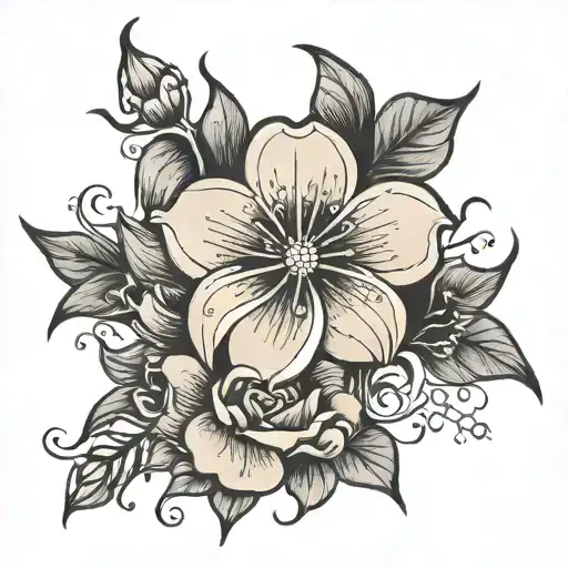 flower blooming with rains and sadness misery pain tattoo design idea