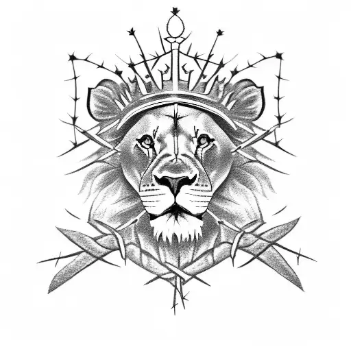Lion With Crown Of Thorns tattoo design idea