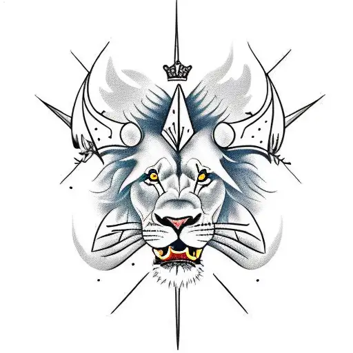 Lion Roaring With Crown Of Thorns tattoo design idea