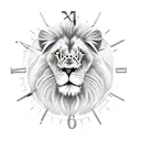 lion with clock tattoo design idea