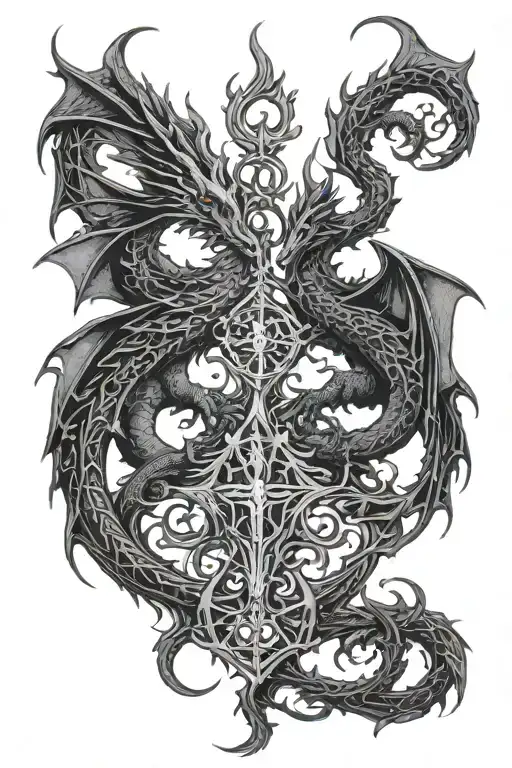 Twin dragons going tattoo design idea