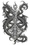 Twin dragons going tattoo design idea