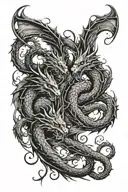 Twin dragons going tattoo design idea