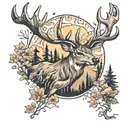 deer and forest tattoo design idea