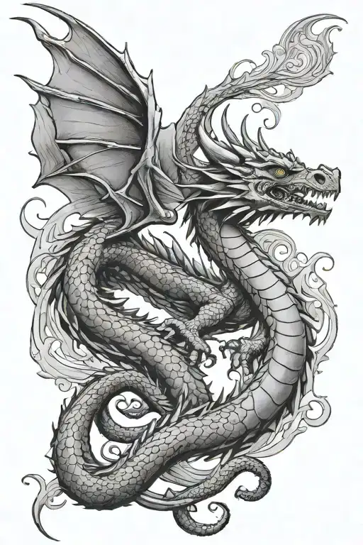 dragon flying tattoo design idea