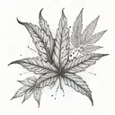 An abstract interpretation of a chill stoner vibe with y2k and grunge elements, incorporating weed leaves in dotwork style tattoo design idea