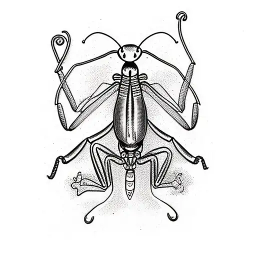 praying mantis with spaghetti and meatballs tattoo design idea
