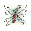 praying mantis with spaghetti and meatballs tattoo design idea