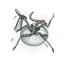 praying mantis with spaghetti and meatballs tattoo design idea