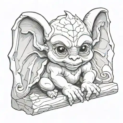 cute baby gargoyle tattoo design idea