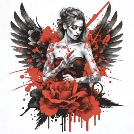 feminine broken angel tattoo design idea