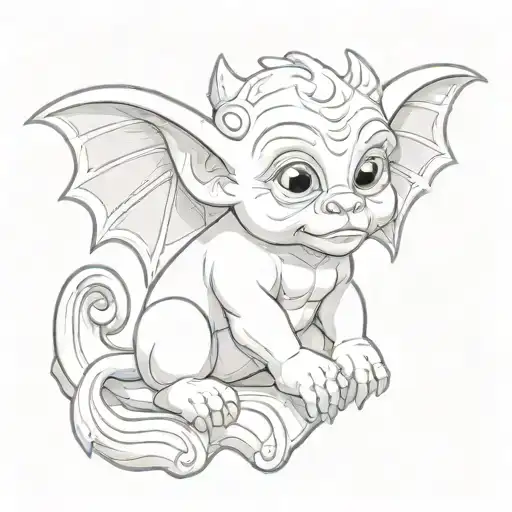 cute baby gargoyle tattoo design idea