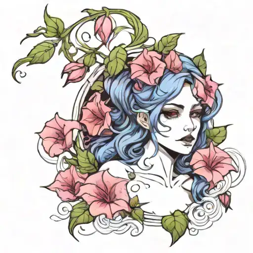 feminine inner demons morning glory  tattoo design idea