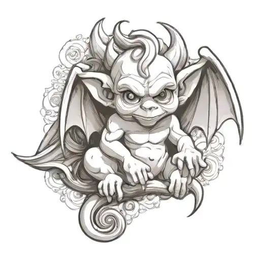 cute baby gargoyle tattoo design idea