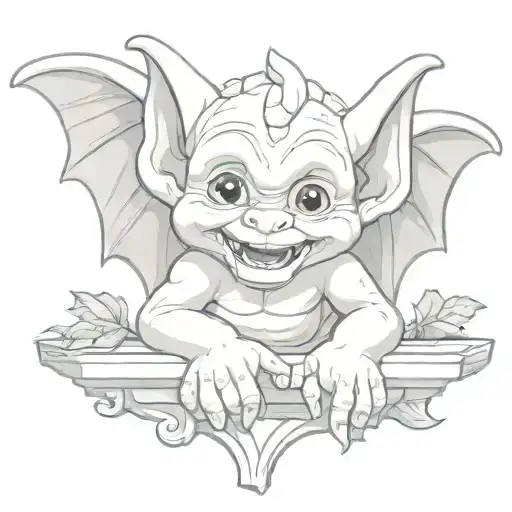cute baby gargoyle tattoo design idea