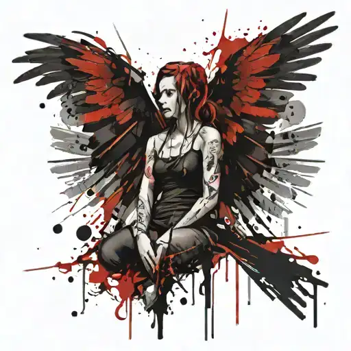 feminine broken angel tattoo design idea