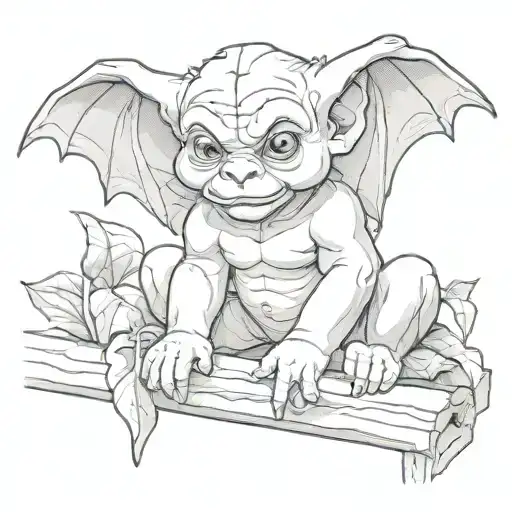 cute baby gargoyle tattoo design idea
