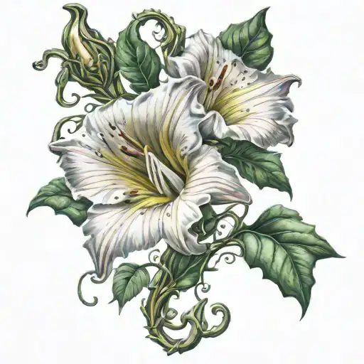 moonflower vine trumpet  tattoo design idea