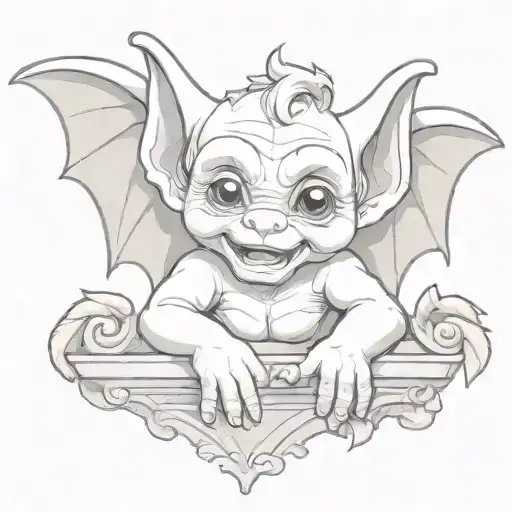 cute baby gargoyle tattoo design idea