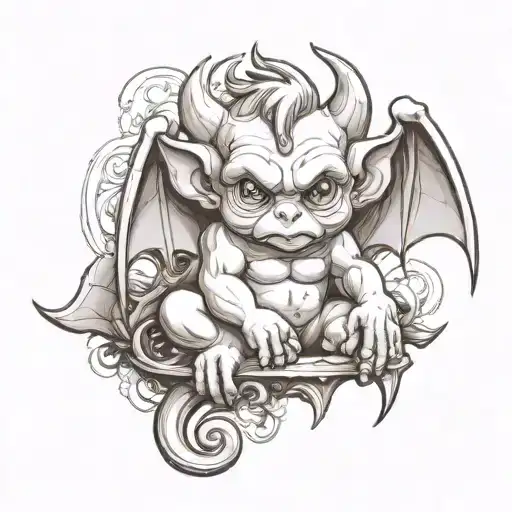 cute baby gargoyle tattoo design idea