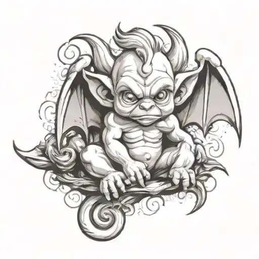 cute baby gargoyle tattoo design idea