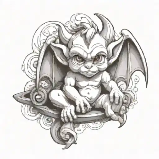 cute baby gargoyle tattoo design idea