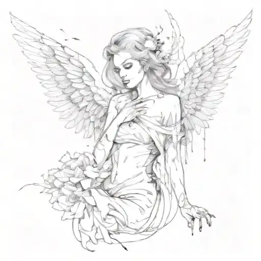 feminine broken angel tattoo design idea