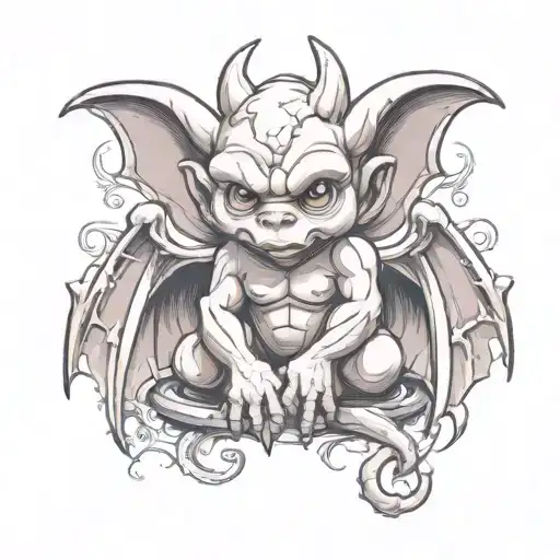cute baby gargoyle tattoo design idea