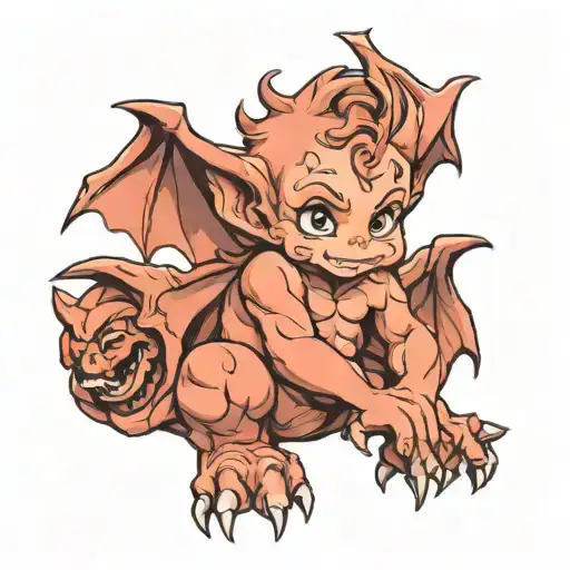 cute baby gargoyle tattoo design idea