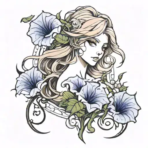 feminine inner demons morning glory  tattoo design idea