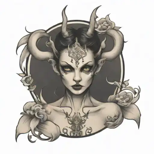 female demon tattoo design idea