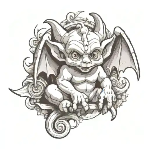 cute baby gargoyle tattoo design idea
