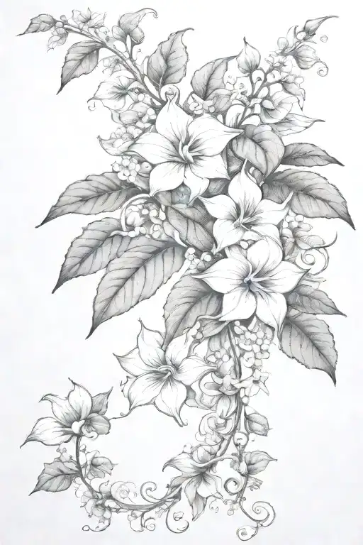 long moonflower vine tattoo design idea