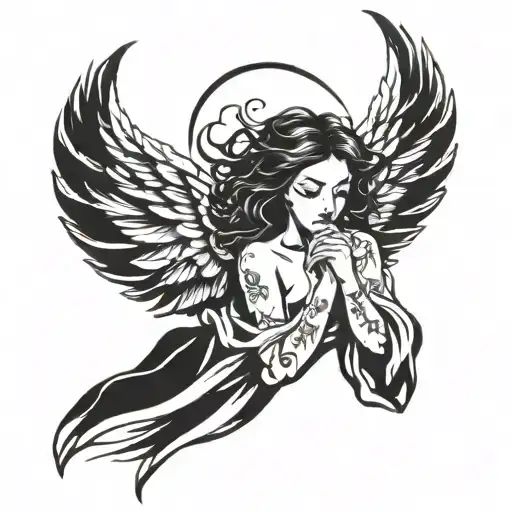 feminine broken angel tattoo design idea