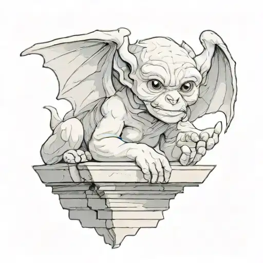 cute baby gargoyle tattoo design idea