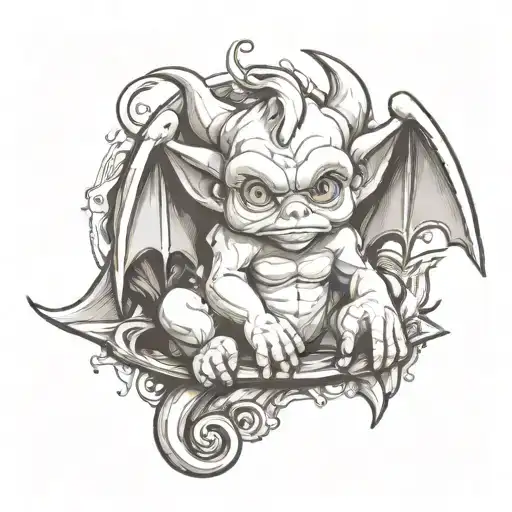 cute baby gargoyle tattoo design idea